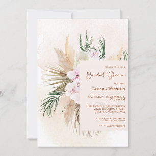 Invitation Boho Pampas Grass Blush Floral Fête des mariées In