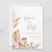 Invitation Boho Pampas Grass Blush Orchid Save the Dave Card (Devant)