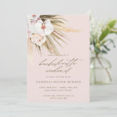 Invitation Boho Pampas Grass Blush Pink Bachelorette Week-end (Debout devant)