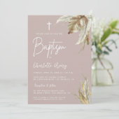 Invitation Boho Pampas Grass Blush rose Personnalisé Baptême (Debout devant)