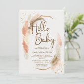 Invitation Boho Pampas Grass Bonjour Baby shower (Debout devant)