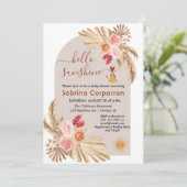 Invitation Boho Pampas Grass Bonjour Sunshine fille baby show (Debout devant)