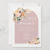 Invitation Boho Pampas Grass Citrouille Baby shower Dusty ros (Devant)