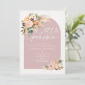 Invitation Boho Pampas Grass Citrouille Baby shower Dusty ros (Debout devant)