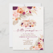 Invitation Boho Pampas Grass Citrouille Bourgogne Baby shower (Devant)