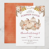 Invitation Boho Pampas Grass Citrouille Patch 5e anniversaire (Devant / Derrière)