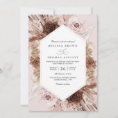 Invitation Boho Pampas Grass Dusty Floral QR Code Wedding (Devant)