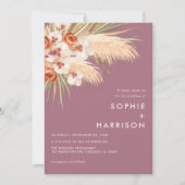 Invitation  Boho Pampas Grass Dusty Mariage Rose (Devant)