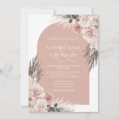 Invitation Boho Pampas Grass Dusty rose Mariage Floral (Devant)