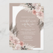 Invitation Boho Pampas Grass Earth Tones Floral Mariage (Devant / Derrière)