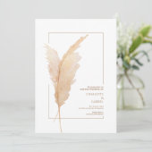 Invitation Boho Pampas Grass Earth Tones Simple Mariage (Debout devant)