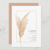 Invitation Boho Pampas Grass Earth Tones Simple Mariage (Devant / Derrière)