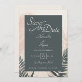 Invitation Boho Pampas Grass & Fern Wedding Enregistrer la da (Devant / Derrière)