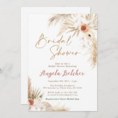 Invitation Boho pampas Grass Fête des mariées (Devant / Derrière)