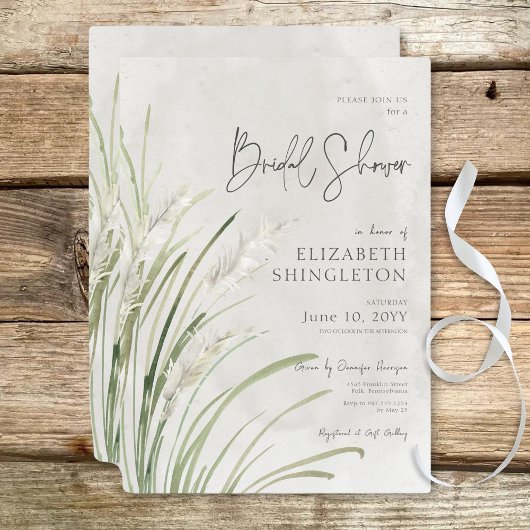 Invitation Boho Pampas Grass Fête des mariées minimale