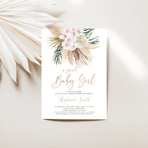 Invitation Boho Pampas Grass fille Baby shower