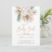 Invitation Boho Pampas Grass fille Baby shower (Debout devant)