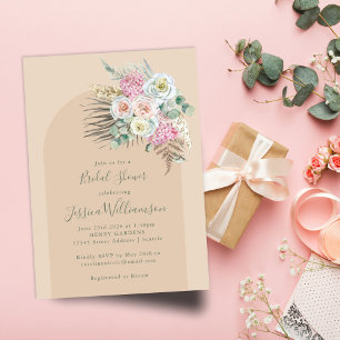 Invitation Boho Pampas Grass Fleurs Beige Arch Fête des marié