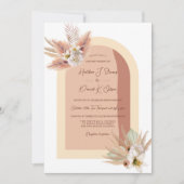 Invitation Boho Pampas Grass Floral Beige Terracotta Mariage (Devant)