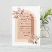 Invitation Boho Pampas Grass Floral Beige Terracotta Mariage (Debout devant)
