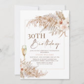 Invitation Boho Pampas Grass Floral Champagne Anniversaire (Devant)