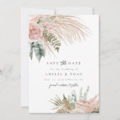 Invitation Boho Pampas Grass Floral Enregistrer La Date (Devant)