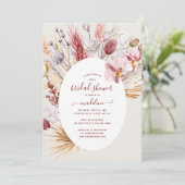 Invitation Boho Pampas Grass Floral Fête des mariées moderne (Debout devant)