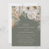Invitation Boho Pampas Grass & Floral Sage Mariage vert (Devant)