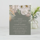Invitation Boho Pampas Grass & Floral Sage Mariage vert (Debout devant)