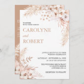 Invitation Boho Pampas Grass Floral Tout en un Mariage (Devant / Derrière)