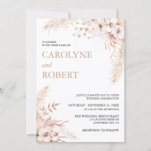 Invitation Boho Pampas Grass Floral Tout en un Mariage