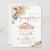 Invitation Boho Pampas Grass Floral Twin Citrouille Baby show (Devant)