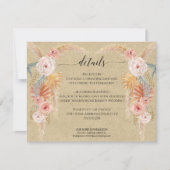 Invitation Boho Pampas Grass Foliage Kraft Détails du Mariage (Devant)