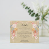 Invitation Boho Pampas Grass Foliage Kraft Détails du Mariage (Debout devant)