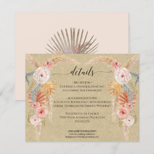 Invitation Boho Pampas Grass Foliage Kraft Détails du Mariage