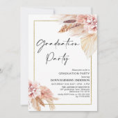 Invitation Boho Pampas Grass Frame de Graduation (Devant)