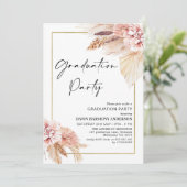 Invitation Boho Pampas Grass Frame de Graduation (Debout devant)