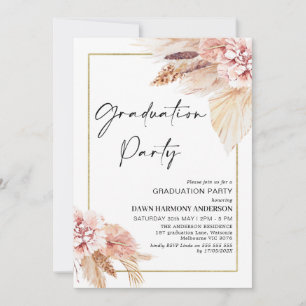 Invitation Boho Pampas Grass Frame de Graduation
