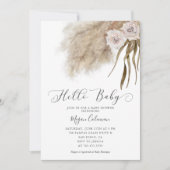 Invitation Boho Pampas Grass Girl Baby shower (Devant)