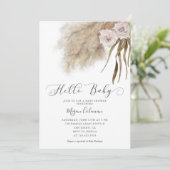 Invitation Boho Pampas Grass Girl Baby shower (Debout devant)