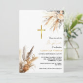 Invitation Boho Pampas Grass Girl Baptême Christening (Debout devant)