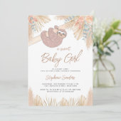 Invitation Boho Pampas Grass Girl's Baby shower (Debout devant)