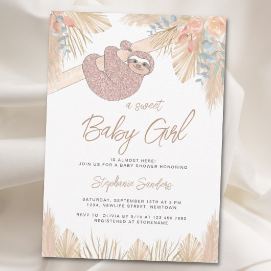 Invitation Boho Pampas Grass Girl's Baby shower