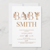 Invitation Boho Pampas Grass Girls Baby Word Baby shower (Devant)