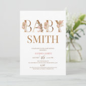 Invitation Boho Pampas Grass Girls Baby Word Baby shower (Debout devant)