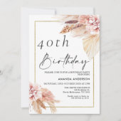Invitation Boho Pampas Grass Gold Frame Anniversaire Invitati (Devant)
