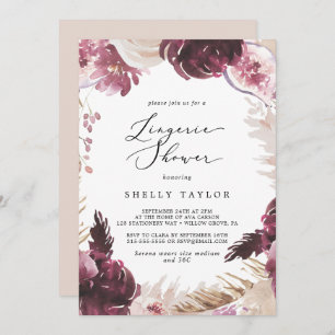 Invitation Boho Pampas Grass Lingerie Douche