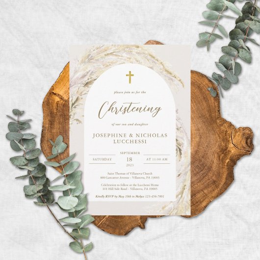 Invitation Boho Pampas Grass moderne Twins Christing