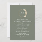 Invitation Boho Pampas Grass Monogramme Sage Green Mariage (Devant)