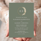 Invitation Boho Pampas Grass Monogramme Sage Green Mariage